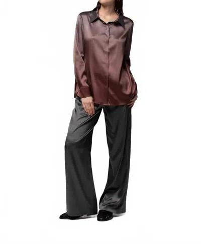 Max & Moi Levy Silk Blouse In Gradient Chocolate In Brown
