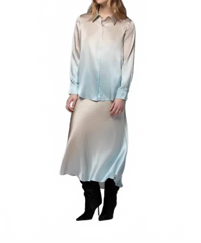 Max & Moi Levy Silk Blouse In Gradient Sky In Blue