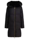 Max&moi Long Down Jacket With Over Hood In Black