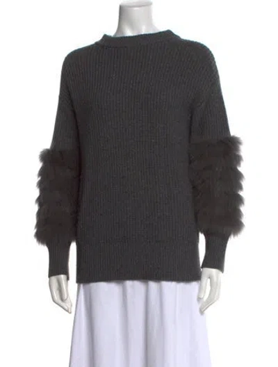 Pre-owned Max & Moi Merino Wool Crew Neck Sweater In Grey