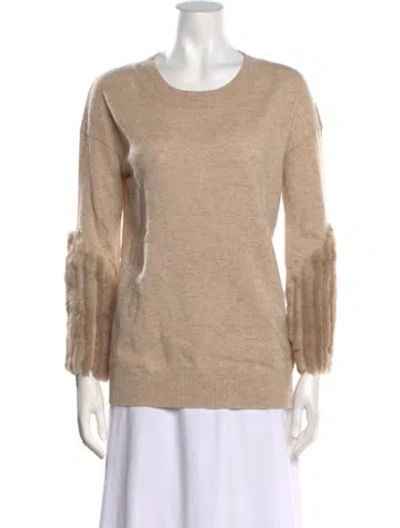 Pre-owned Max & Moi Merino Wool Crew Neck Sweater In Neutrals