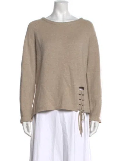 Pre-owned Max & Moi Merino Wool Crew Neck Sweater In Neutrals