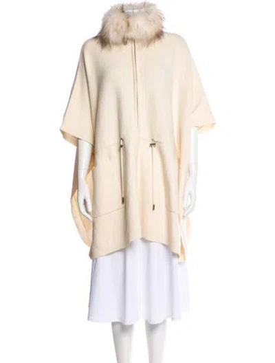 Pre-owned Max & Moi Merino Wool Fur Coat In Neutral