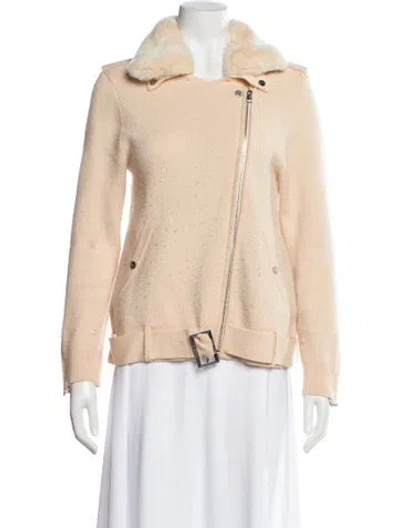 Pre-owned Max & Moi Merino Wool Fur Jacket In Neutral