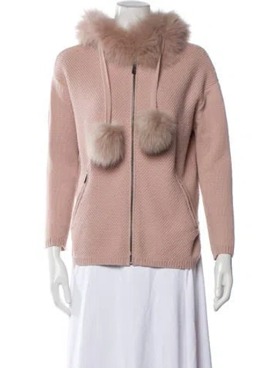 Pre-owned Max & Moi Merino Wool Fur Jacket In Pink