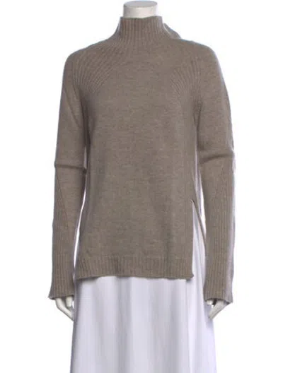 Pre-owned Max & Moi Merino Wool Mock Neck Sweater In Neutrals