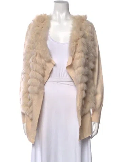 Pre-owned Max & Moi Merino Wool Open Front Sweater In Neutrals