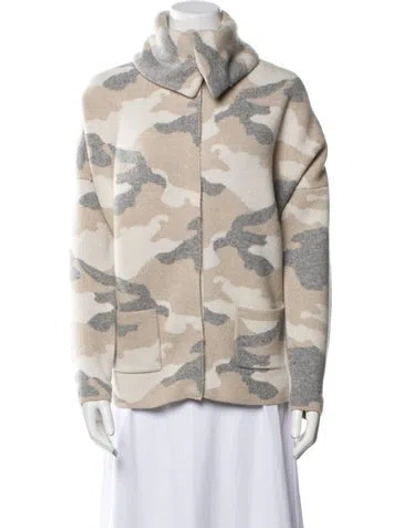 Pre-owned Max & Moi Merino Wool Printed Faux Fur Jacket In Neutral