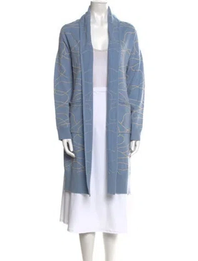 Pre-owned Max & Moi Merino Wool Printed Sweater W/ Tags In Blue