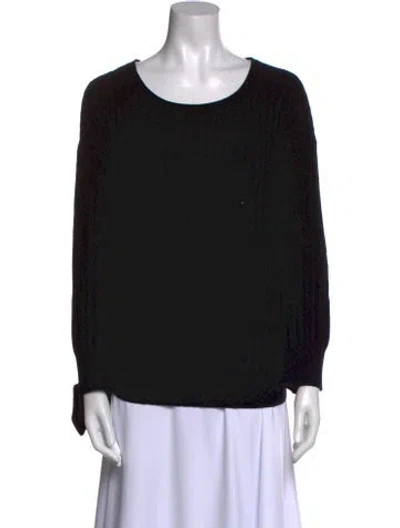 Pre-owned Max & Moi Merino Wool Scoop Neck Sweater In Black