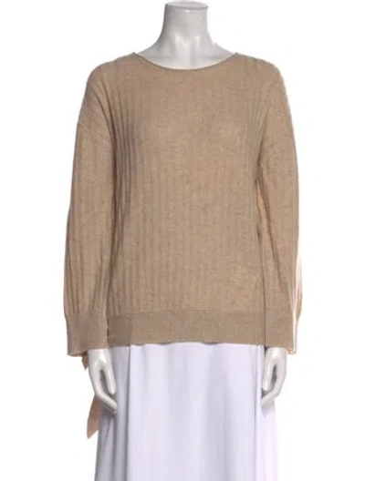 Pre-owned Max & Moi Merino Wool Scoop Neck Sweater In Brown