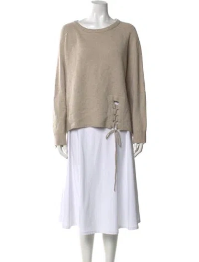 Pre-owned Max & Moi Merino Wool Scoop Neck Sweater In Neutral
