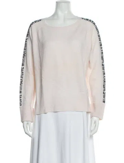 Pre-owned Max & Moi Merino Wool Scoop Neck Sweater In White