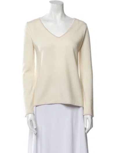Pre-owned Max & Moi Merino Wool V-neck Sweater In Neutral