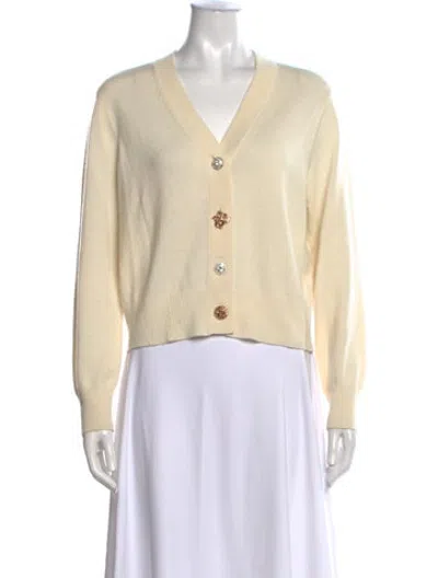 Pre-owned Max & Moi Merino Wool V-neck Sweater In Neutrals