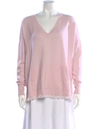 Pre-owned Max & Moi Merino Wool V-neck Sweater In Pink