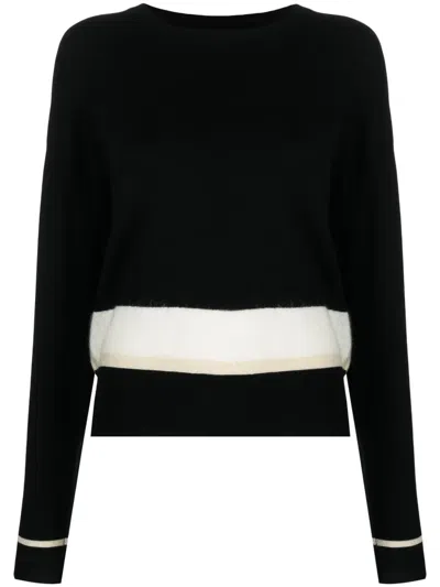 Max & Moi Plums Striped Cashmere Jumper In Black