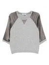 Max & Moi Raglan-sleeve Satin-panel T-shirt In Gray