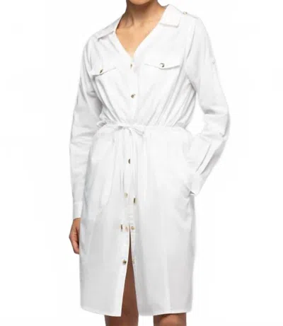 Max & Moi Ramie Mini Shirt Dress In White