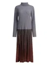 Max & Moi Ribbed Turtleneck Midi Dress In Gray