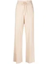 Max & Moi Ribbed Wide-leg Trousers In Nude
