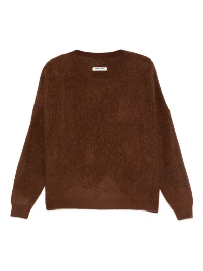 Max & Moi Round-neck Sweater In Brown