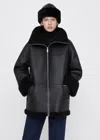Max & Moi Sam Shearling Jacket In Black In Black