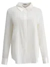 Max&moi Classic Long-sleeve Silk Blend Shirt In White