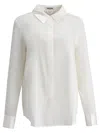 Max&moi Classic Long-sleeve Silk Blend Shirt In White