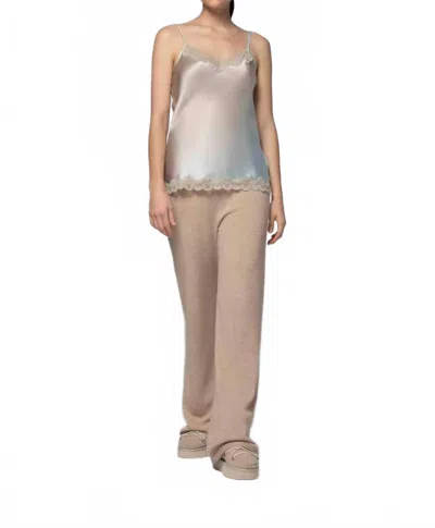 Max & Moi Silk Cami With Lace Trim In Gradient Sky In Brown