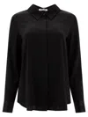 Max&moi Sophisticated Black Silk Shirt With Classic Collar In Black