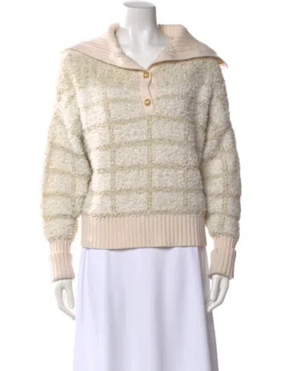 Pre-owned Max & Moi Striped Turtleneck Sweater In Neutral