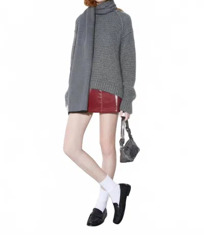 Max & Moi T-neck Lurex Jumper Top In Light Grey In Gray