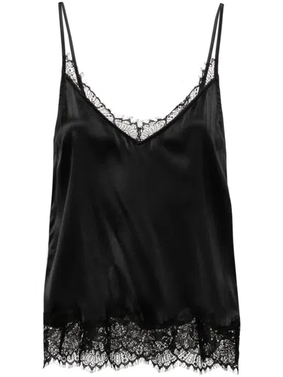 Max & Moi Tia Floral-lace Top In Black