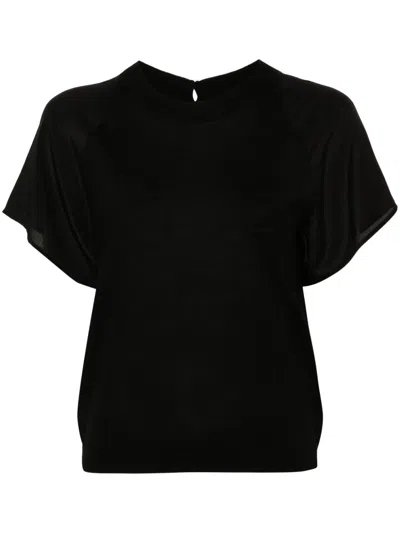 Max & Moi Tilda Panelled Ribbed Top In Black