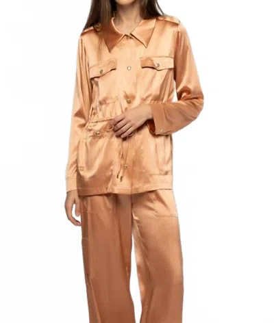 Max & Moi Vagnes Silk Safari Jacket In Camel In Brown