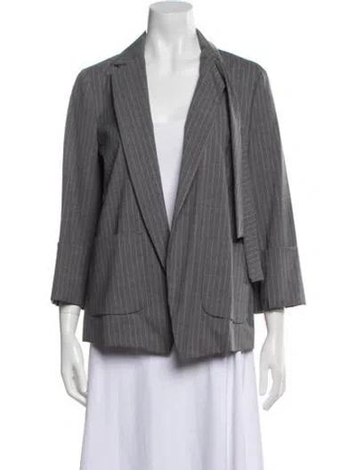 Pre-owned Max & Moi Virgin Wool Striped Blazer In Gray