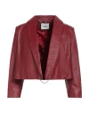 Max & Moi Woman Blazer Burgundy Size 10 Lambskin
