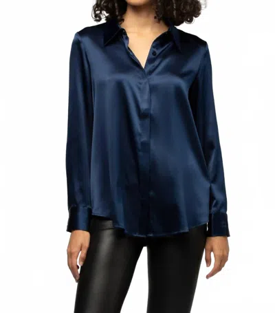 Max & Moi Women's Perlegging Button Down Shirt In Black In Blue