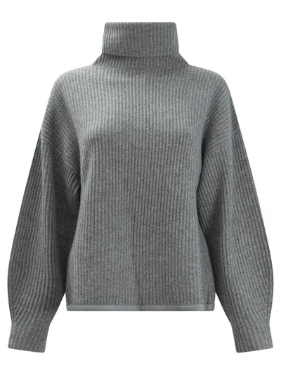 Max&moi Wool And Cashmere Turtle-neck In Gray