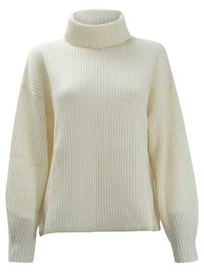 Max&moi Wool And Cashmere Turtle-neck In White