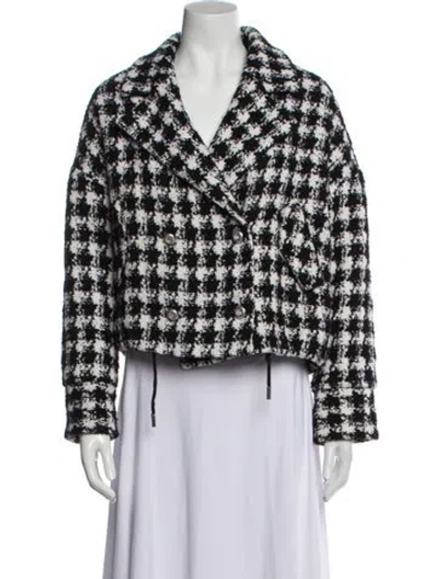 Pre-owned Max & Moi Wool Plaid Print Blazer In Black