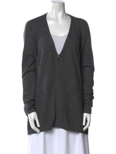 Pre-owned Max & Moi Wool V-neck Sweater In Gray