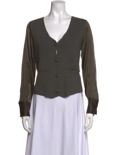 Pre-owned Max & Moi Wool V-neck Sweater In Green