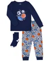 Max & Olivia Baby And Toddler Boys 2-piece Sports Pajama With Socks Set In Blue