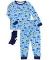 Max & Olivia Baby And Toddler Boys 2-piece Trucks Pajama With Socks Set In Blue