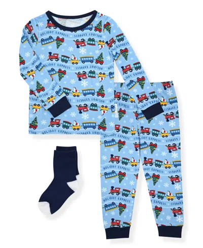 Max & Olivia Kids' Baby And Toddler Boys Snug Fit Holiday 3-piece Pajama Set In Blue