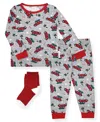 Max & Olivia Baby And Toddler Boys Snug Fit Holiday 3-piece Pajama Set In Gray