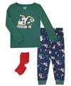 Max & Olivia Baby And Toddler Boys Snug Fit Holiday 3-piece Pajama Set In Green