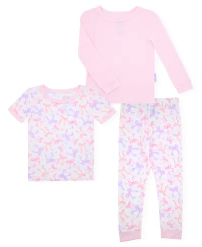 Max & Olivia Kids' Baby And Toddler Girls 3-piece Bow Print Pajama Set In Pink